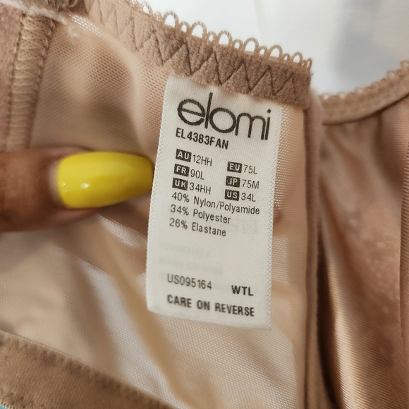 Elomi Charley Fawn Bandless Spacer Moulded Bra Lined Underwire Size 34L Nude - Picture 7 of 9